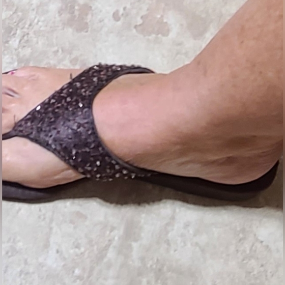 Vintage ESNY Brown Women's or Girls Flip Flops with Bead Work Size 6 - Picture 8 of 8